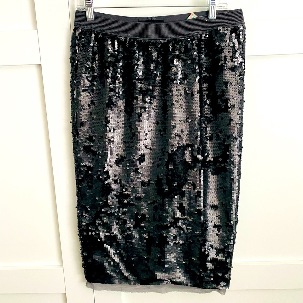 Who What Wear Gunmetal Grey Sequin Pencil Skirt